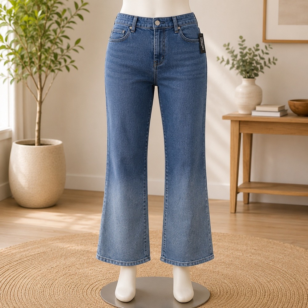 NWT Denim & Co Jeans Womens 20WP Blue Ombre Straight Leg Stretch Petite Plus